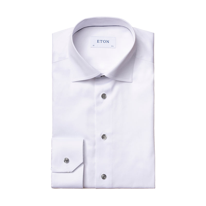 Eton - Slim Fit Grey Button Shirt in White - Nigel Clare