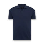 Remus - Tapered Fit Open Collar Polo in Navy