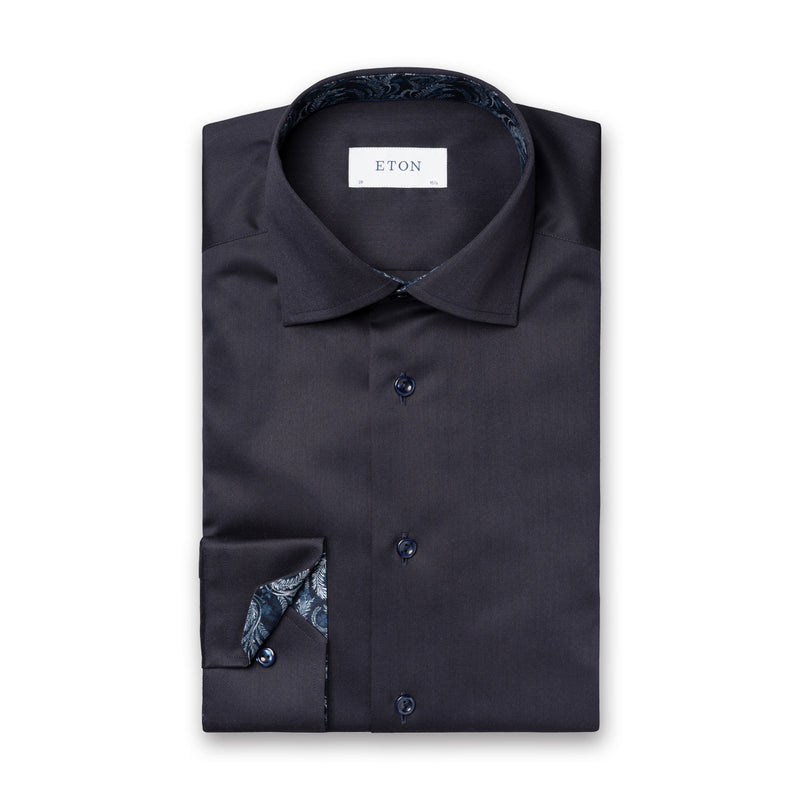 Eton - Slim Fit Floral Effect Shirt in Navy