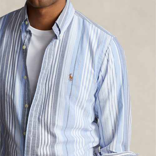 Ralph Lauren - Custom Fit Striped Oxford Shirt in Blue/White