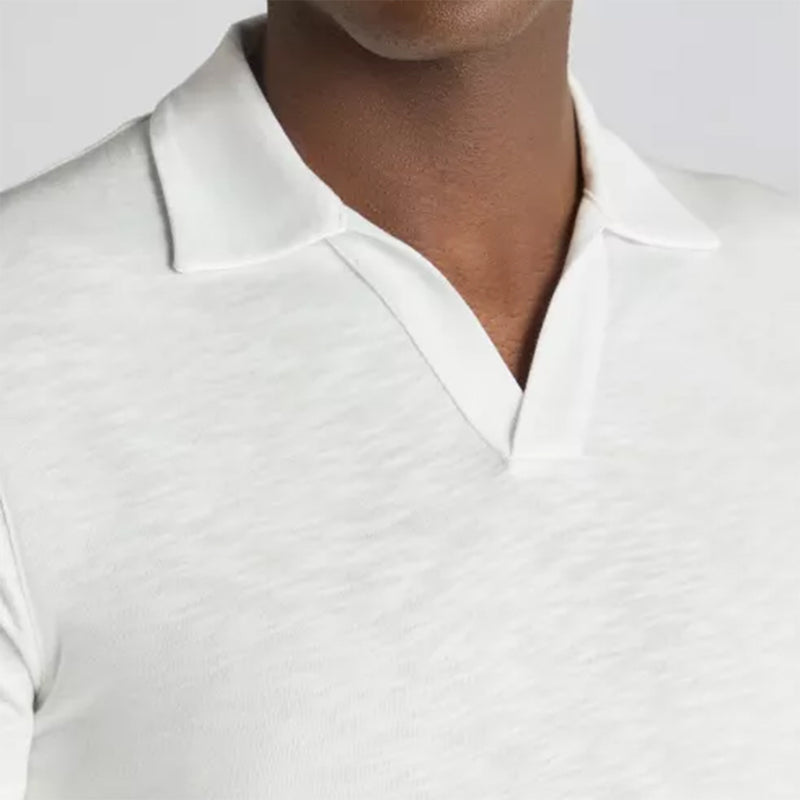 Remus - Tapered Fit Open Collar Polo in White