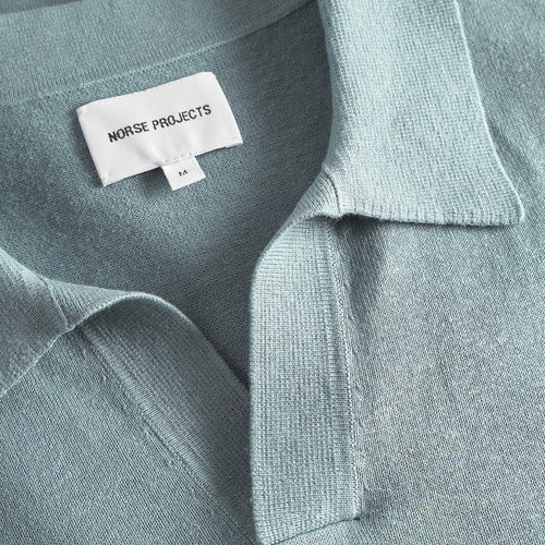 Norse Projects - Leif Cotton Linen Polo in Greyish Blue