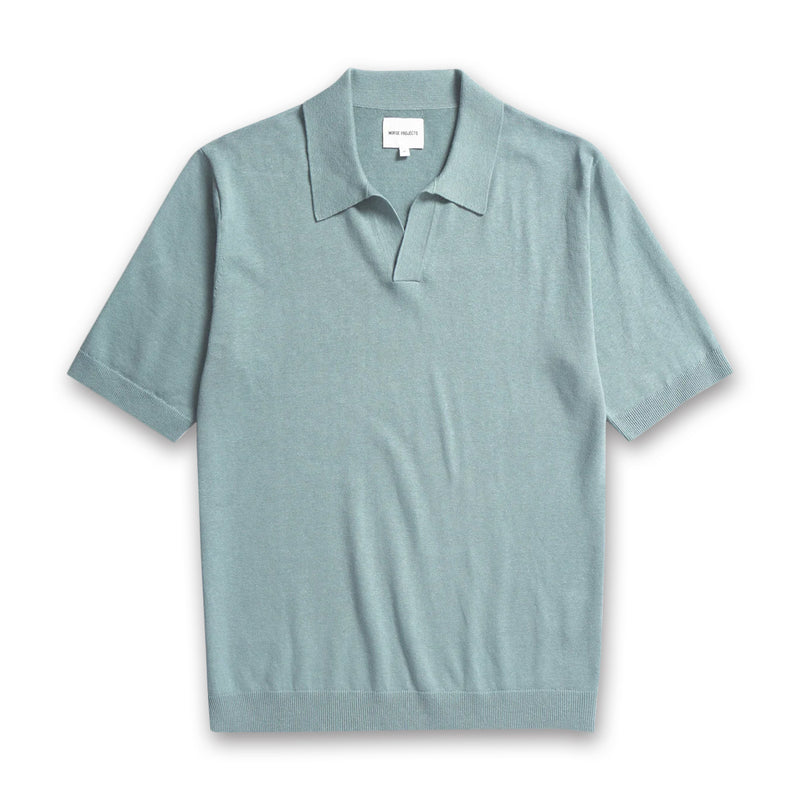Norse Projects - Leif Cotton Linen Polo in Greyish Blue