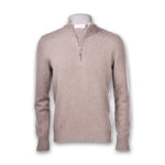 Gran Sasso - Cashmere Blend Zip Neck Knitwear in Camel