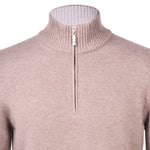 Gran Sasso - Cashmere Blend Zip Neck Knitwear in Camel
