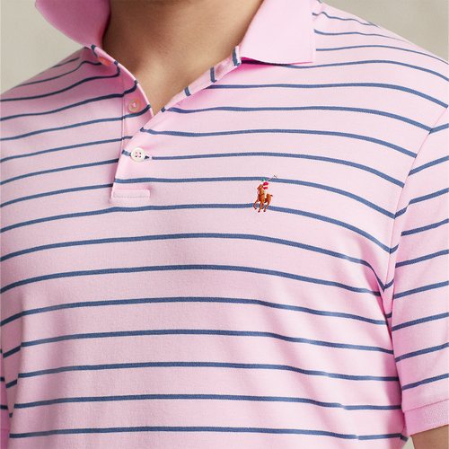 Ralph Lauren - Custom Slim Fit Striped Polo Shirt in Pink/Navy