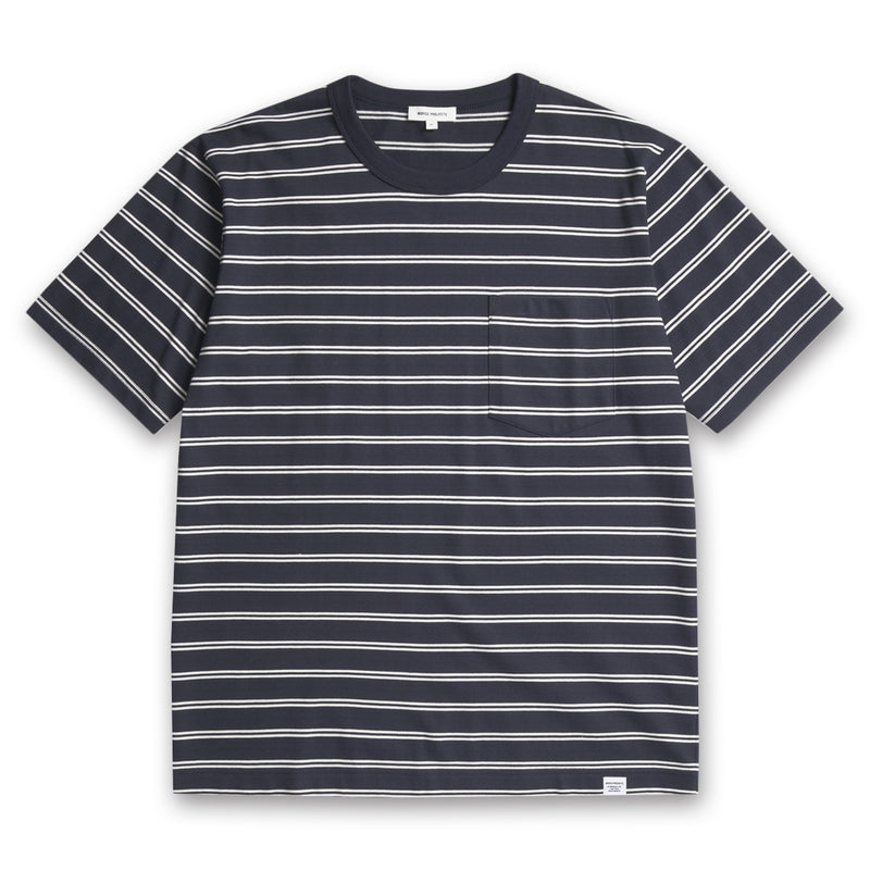 Norse Projects - Holger Organic Sailor Stripe T Shirt in Navy
