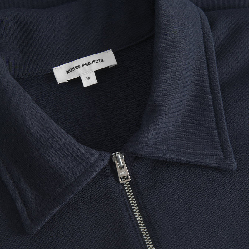 Norse Projects - Ketel Relaxed Organic Half Zip in Navy