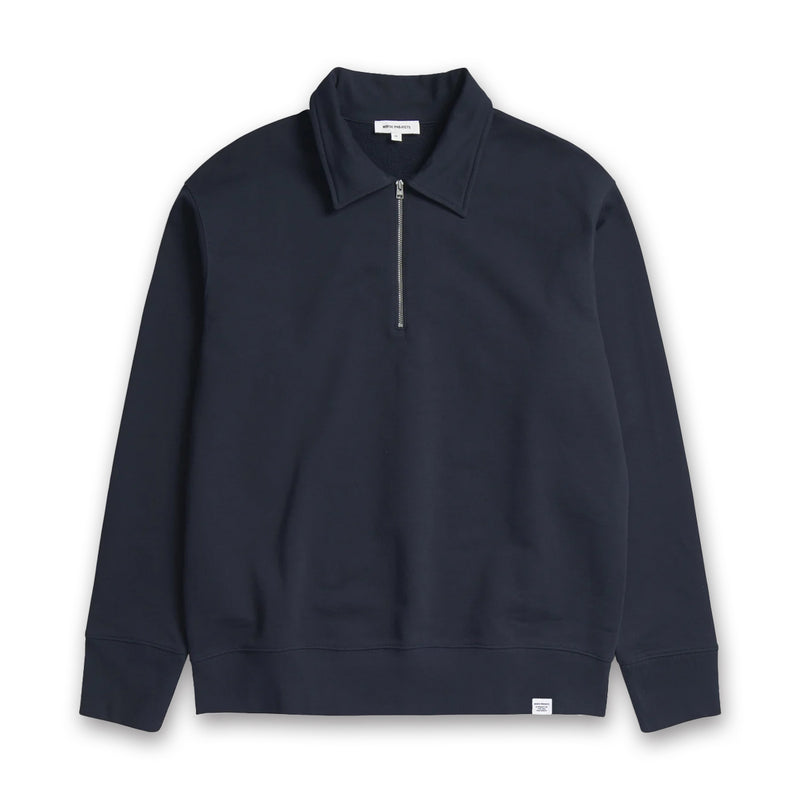 Norse Projects - Ketel Relaxed Organic Half Zip in Navy