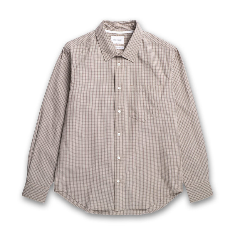 Norse Projects - Algot Poplin Check Shirt in Walnut