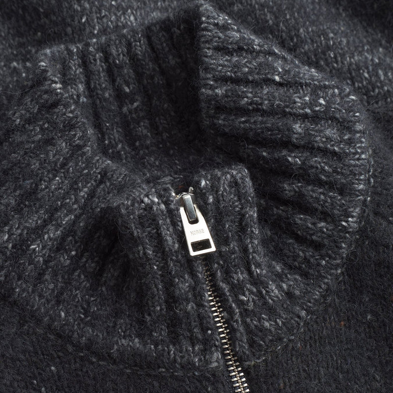 Norse Projects - Ulf Full Zip Fairisle Cardigan in Grey Melange