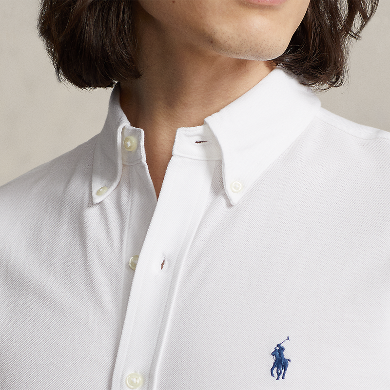 Ralph Lauren - Featherweight Mesh SS Shirt in White - Nigel Clare