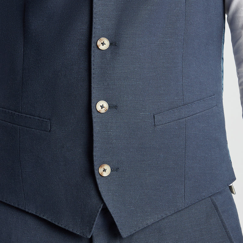 Remus - Massa Mix & Match Linen Waistcoat in Blue - Nigel Clare