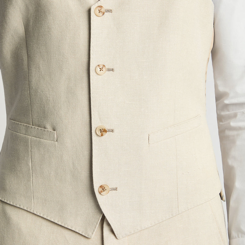 Remus - Massa Mix & Match Linen Waistcoat in Stone - Nigel Clare