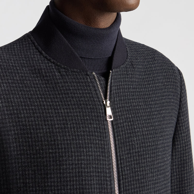 Remus - Colter Houndstooth Bomber Jacket in Navy