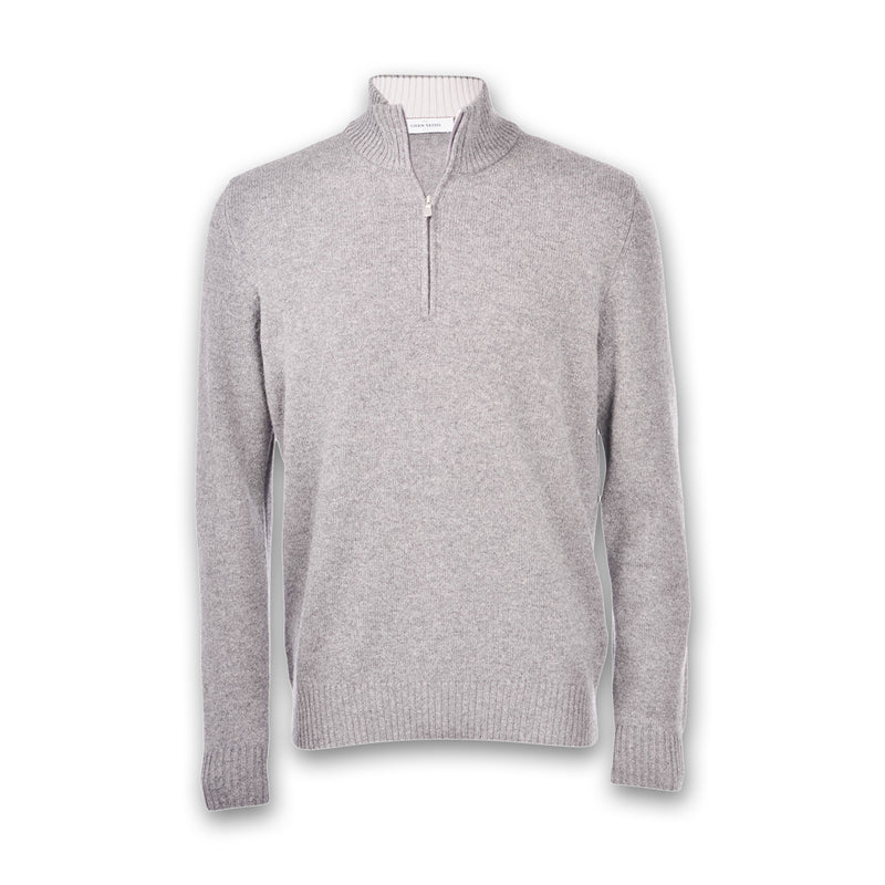 Gran Sasso - Cashmere Blend Zip Neck Knitwear in Silver