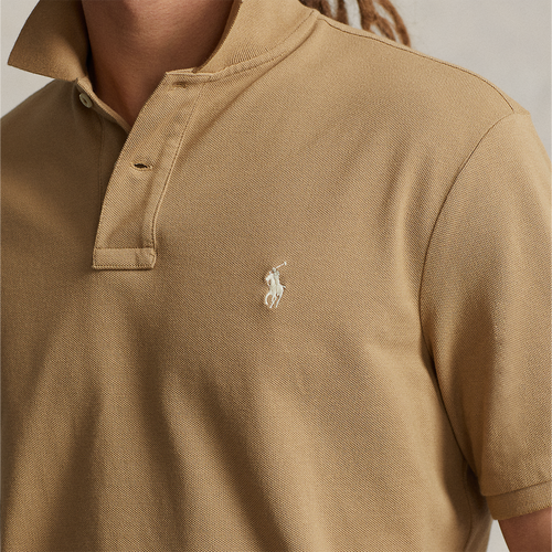 Ralph Lauren - Custom Slim Fit Mesh Polo Shirt in Dark Tan