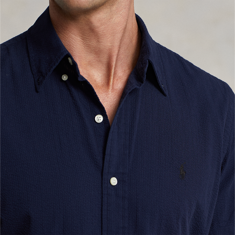 Ralph Lauren - Custom Fit Seersucker SS Shirt in Navy Nigel Clare Ralph Lauren - Custom Fit Seersucker SS Shirt in Navy Nigel Clare
