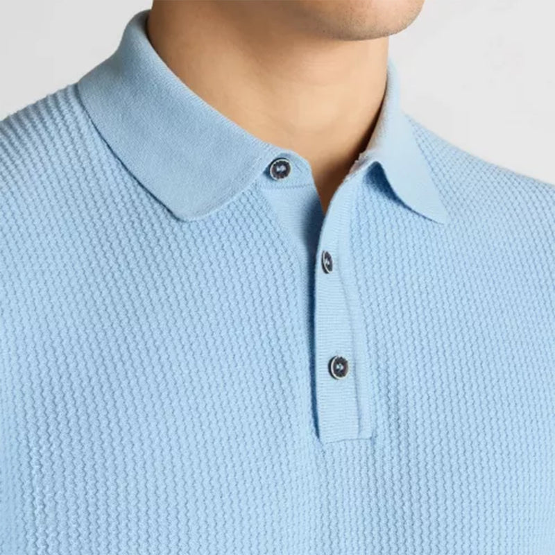 Remus - Slim Fit Micro Braid Polo in Sky Blue