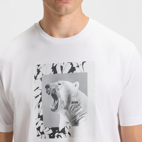 Boss Orange - Te_Lupo Animal Print T-Shirt in White