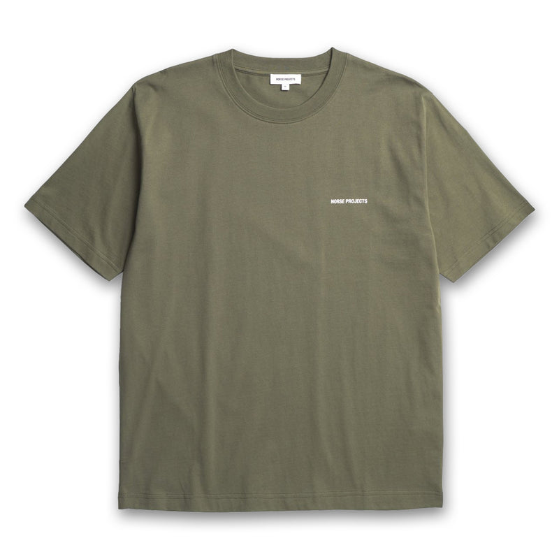 Norse Projects - Organic Norse Logo Print T-Shirt in Olive Night - Nigel Clare