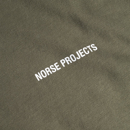 Norse Projects - Organic Norse Logo Print T-Shirt in Olive Night - Nigel Clare