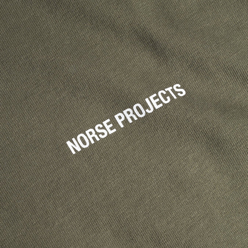 Norse Projects - Organic Norse Logo Print T-Shirt in Olive Night - Nigel Clare