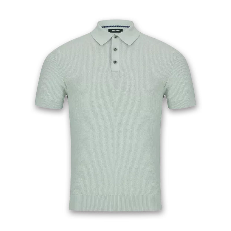 Remus - Slim Fit Micro Braid Polo in Pale Green