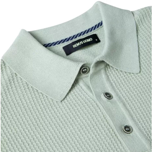 Remus - Slim Fit Micro Braid Polo in Pale Green