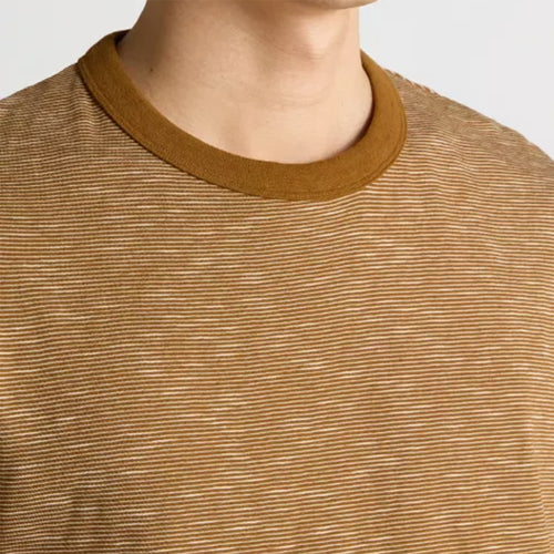 Remus - Tapered Fit Cotton-Linen T-Shirt in Brown