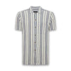 Remus - Paolo Tapered Fit Woven Striped SS Shirt in Navy/White