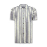 Remus - Paolo Tapered Fit Woven Striped SS Shirt in Navy/White