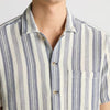 Remus - Paolo Tapered Fit Woven Striped SS Shirt in Navy/White