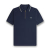 Fred Perry - Crepe Pique Zip Polo in Dark Airforce