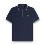 Fred Perry - Crepe Pique Zip Polo in Dark Airforce