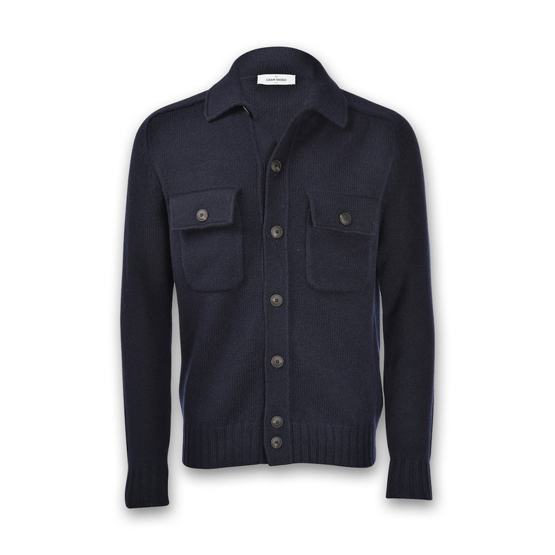 Gran Sasso - Button Through Knitted Jacket in Navy