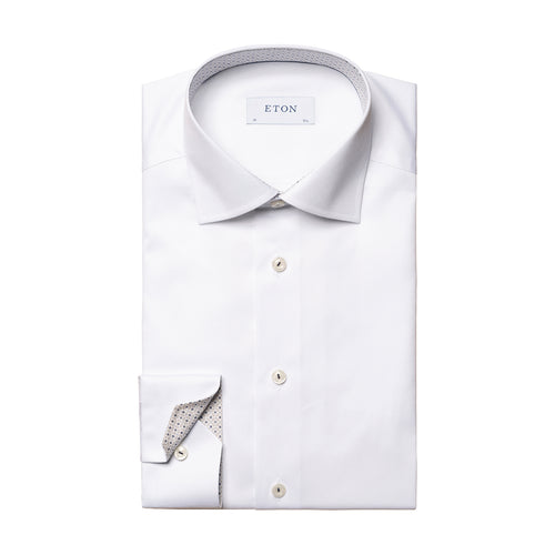 Eton - Contemporary Fit Mosaic Trim Shirt in White - Nigel Clare