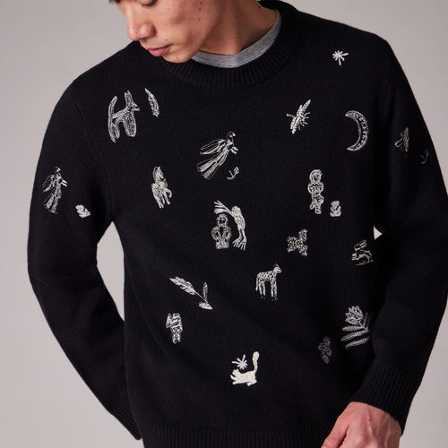 Paul Smith - Merino Wool 'Little Beasts' Sweater in Black