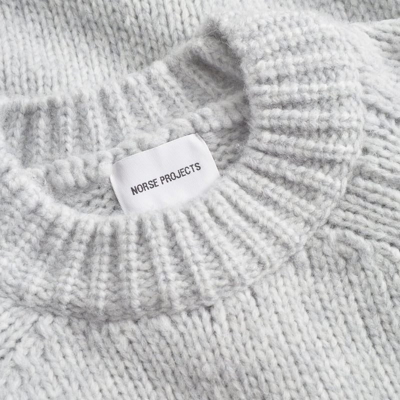 Norse Projects - Birger Wool Raglan Jumper in Light Grey Melange - Nigel Clare