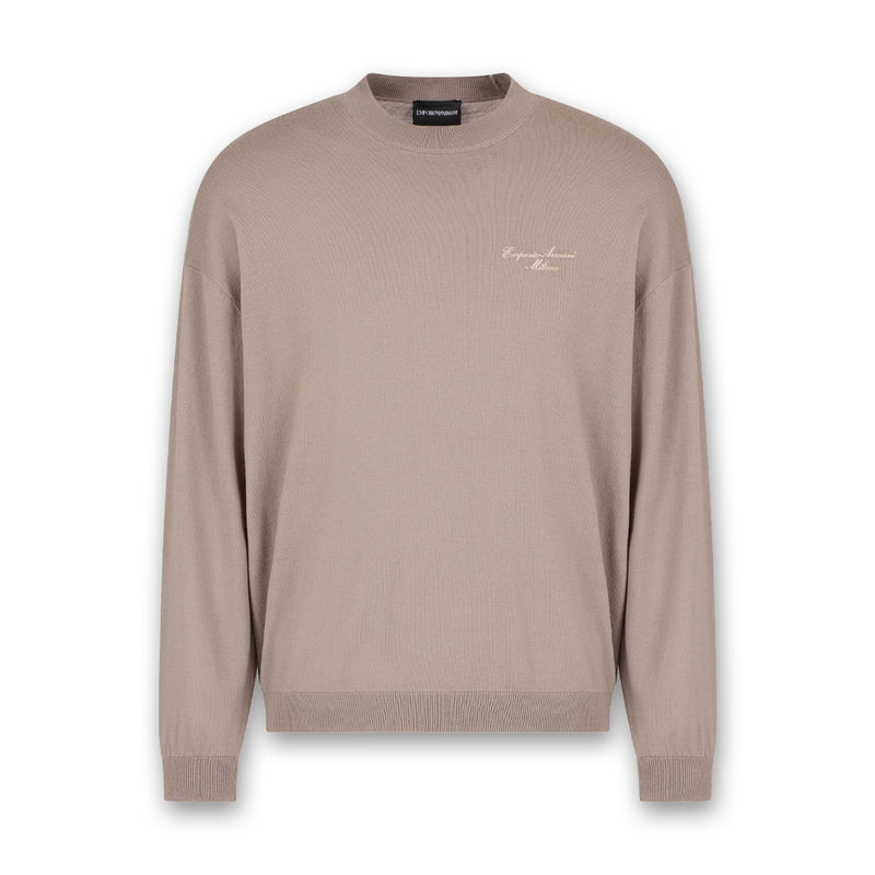 Emporio Armani - Signature Logo Crew Neck in Beige - Nigel Clare