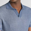 Remus - Slim Fit Open Collar Knit Polo in Blue