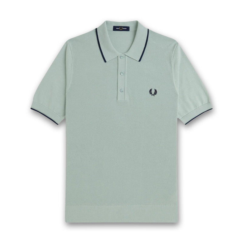 Fred Perry - Pique Stitch Knitted Polo in Bay Leaf