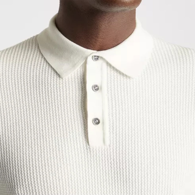 Remus - Slim Fit Micro Braid Polo in White