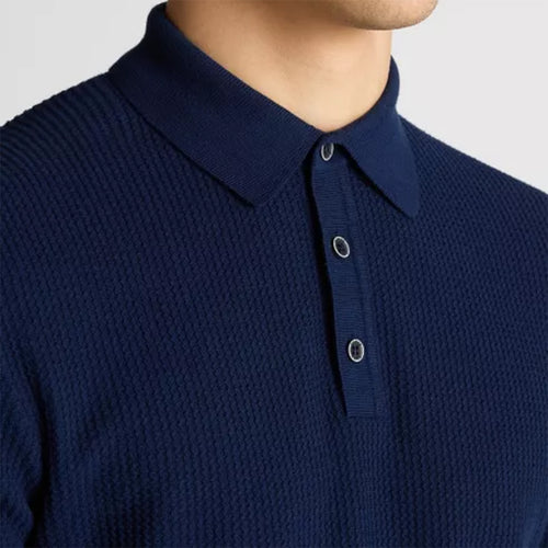 Remus - Slim Fit Micro Braid Polo in Navy