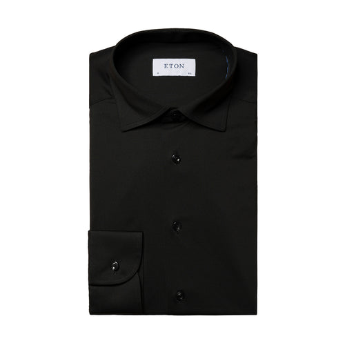 Eton - Slim Fit Stretch Shirt in Black - Nigel Clare