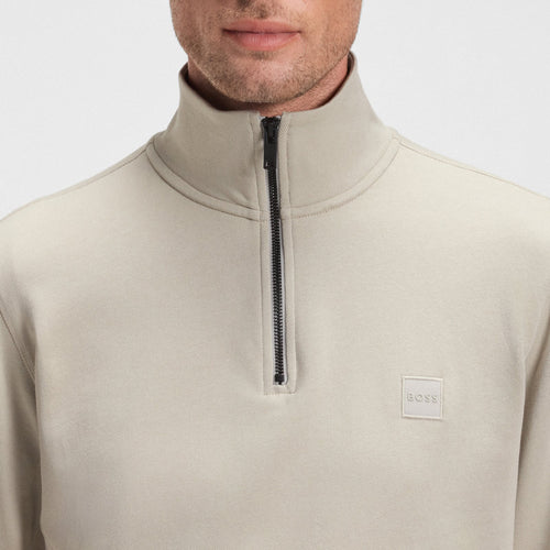 Boss Orange - Zetrust Zip Neck Sweatshirt in Light Beige