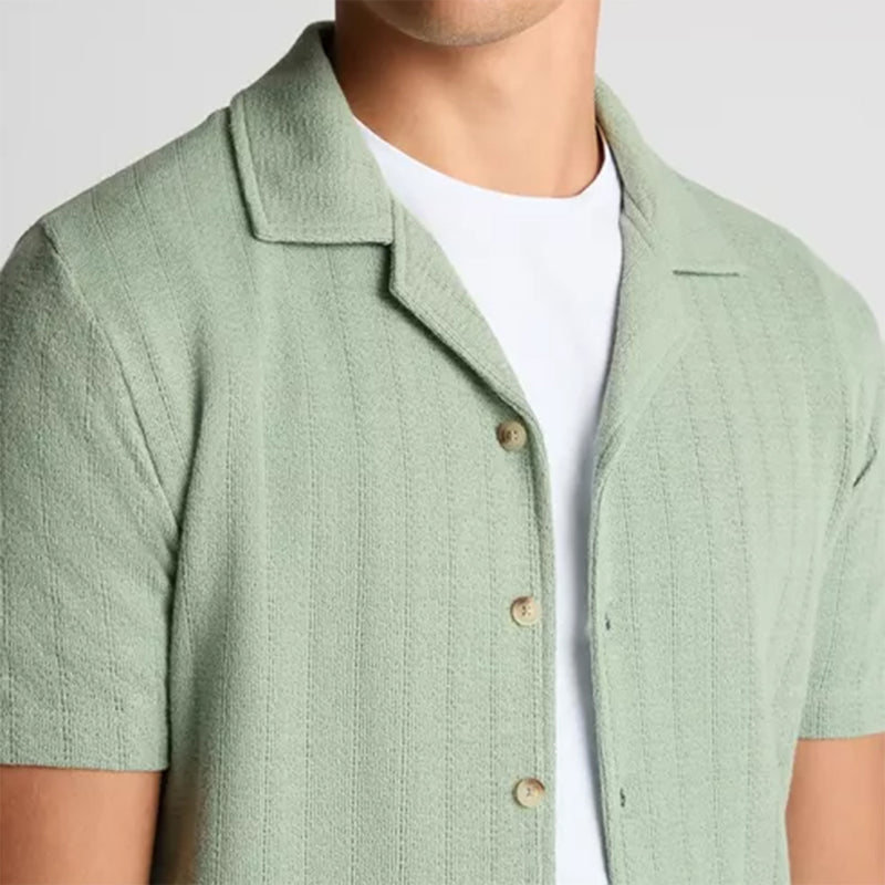 Remus - Relaxed Fit Cuban Collar Shirt in Green