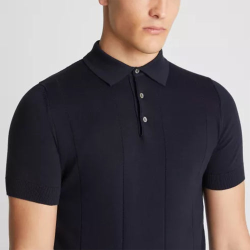 Remus - Slim Fit Knitted Polo in Navy