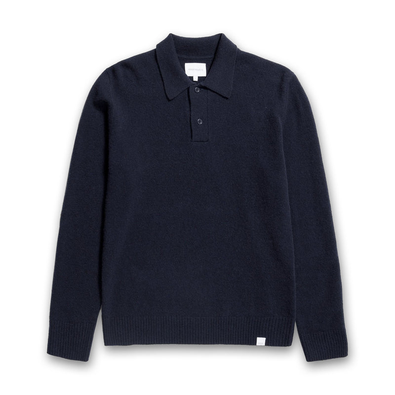 Norse Projects - Merino Lambswool Polo in Dark Navy - Nigel Clare