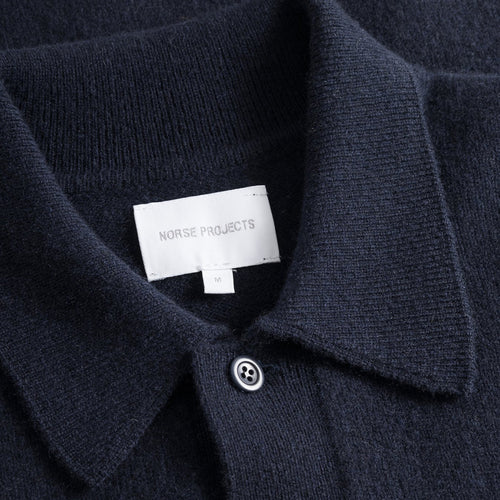 Norse Projects - Merino Lambswool Polo in Dark Navy - Nigel Clare